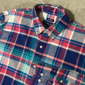 Crown & Ivy Classic Fit Plaid Shirt Mens Size Medium Colorful